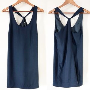 J. Crew Twisted Back Navy Blue Shift Dress